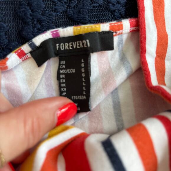 Forever 21 Rainbow Stripe Crop Top Size Large - Picture 2 of 6